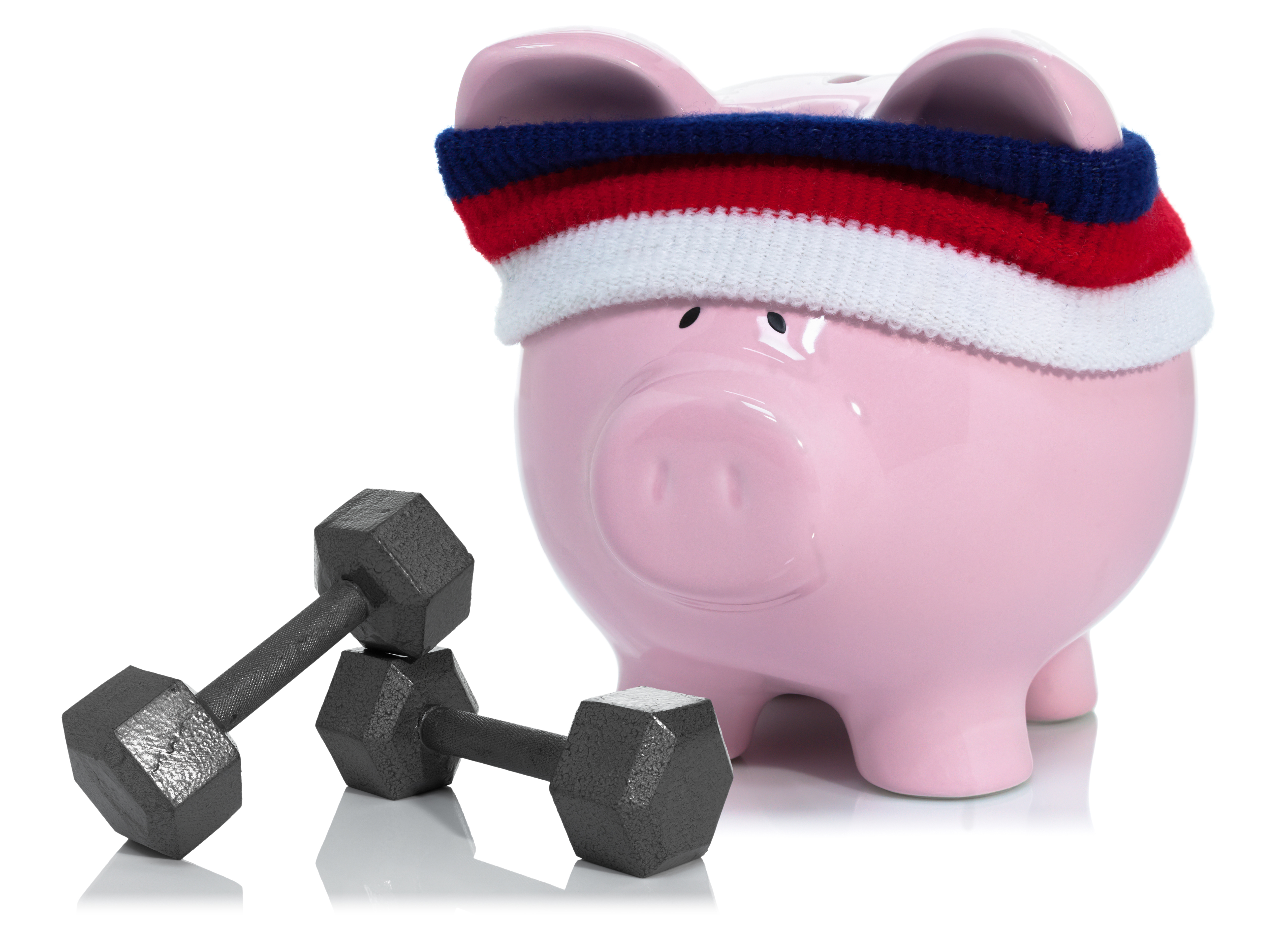 Piggy bank with workout gear