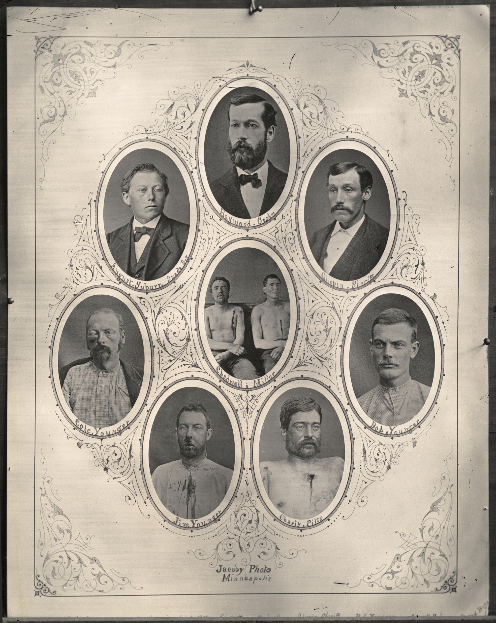 A collage of Minnesota citizens and James-Younger Gang members